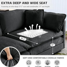 SoarFlash Chenille Sectional Middle Position Sofa,Grey