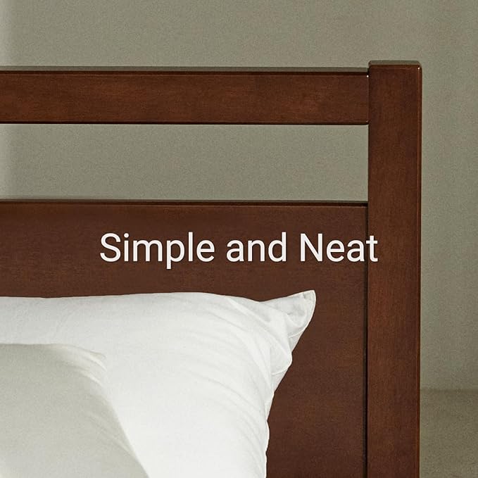 LIFEMENT Signature Wood Platform Bed Frame with Headboard, Essential, Noise Free, Under Bed Storage, No Box Spring Needed, Easy Assembly (Cherry, King (U.S. Standard))