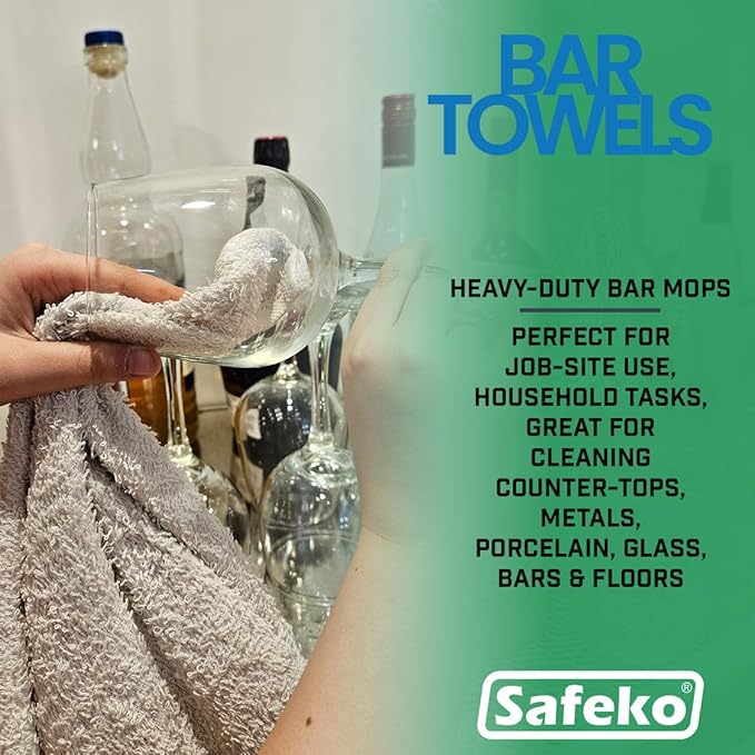 Cotton Terry Bar Towels – 100% Cotton, 16” x 19”, Highly Absorbent & Durable – 5 lbs Box