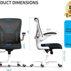 Ergonomic Office Chair - Computer Desk Chairs Comfy, Mesh High-Back Gaming Chair with Adjustable Lumbar Support, Executive Task Chair for Adults, Comfortable for Long Hours (White Black)