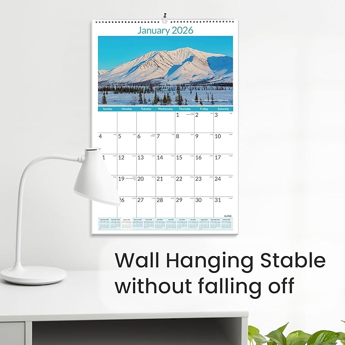 SUNEE 2026 Wall Calendar Large 22.75"x15.5", 21 Month from October 2025 to June 2027, Vertical Extra Large Monthly Calendar 2026-2027 for Wall, National Parks
