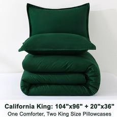 Litanika Comforter Set, Lightweight Solid Bedding Comforter Set, Fluffy Down Alternative Bed Set, Emerald Green, California King
