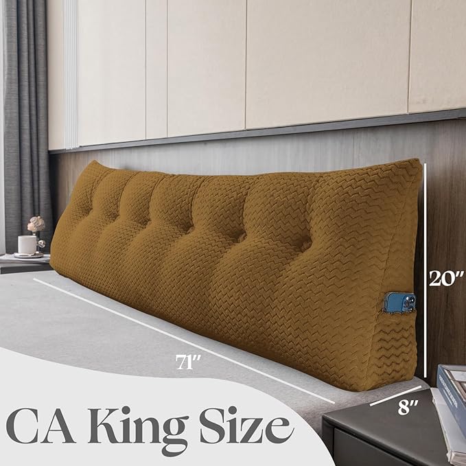 Large Bolster Triangular Headboard Wedge Backrest Positioning Support Bed Rest Reading Pillows Headboard Wedge Pillows for Day Bed with Removable Cover