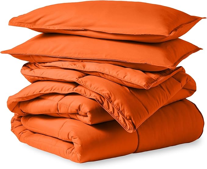 Bare Home Comforter Set - Full Size - Ultra-Soft - Goose Down Alternative - Premium 1800 Series - All Season Warmth (Full, Orange)