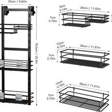 Orimade Over The Door Shower Caddy Adjustable 3 Tier Black,Bathroom Hanging Organizer Shelf Rustproof with 4 Hooks,Shower Basket with Soap Holder and Suction Cup
