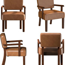 Accent Chair, PU Leather Living Room Chairs Oversized with Soft Seat and Armrests, Armchair for Bedroom, Dinning, Reading, Waiting Rooms (Leather Brown)