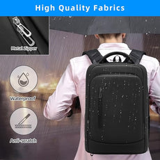 Slim Business Laptop Backpack for Men 15.6 Inch Computer Lightweight Anti-Impact Protection Travel Backpacks Water Resistant Laptop Bag for Work Office College-Black