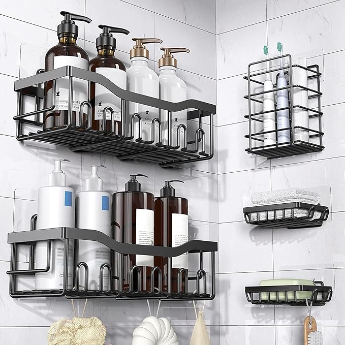 14PCS Shower Caddy Adhesive Replacement,Shower Shelves Strip Pad Organizer Sticker Replacement Bathroom Heavy Duty Strong Sticky Wall No Drilling Transparent