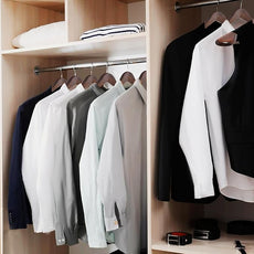 Solid Wood Suit Hangers, 6 Pack, Coat Hangers with Non Slip Trouser Bar, 360° Swivel Hook, Heavy Duty Wide Hangers for Suit, Coat, Jacket, Trousers, Pants,17.3