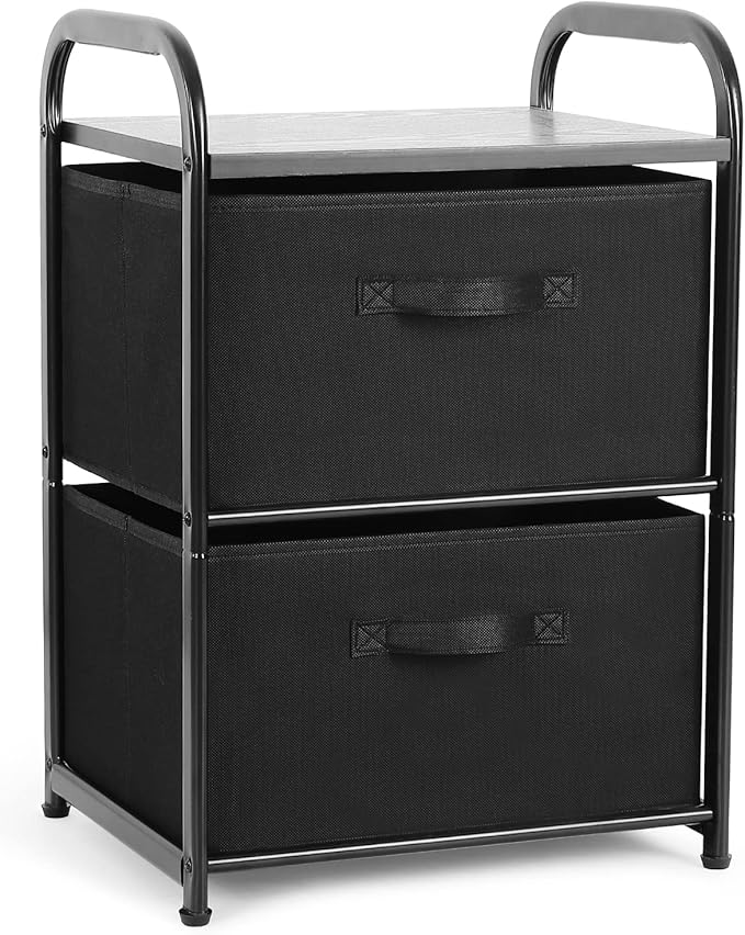 MAX Houser Dresser for Bedroom with 2 Drawers, Wide Chest of Drawers, Fabric Dresser, Storage Organizer Unit with Fabric Bins for Closet, Living Room, Hallway, Nursery,Black