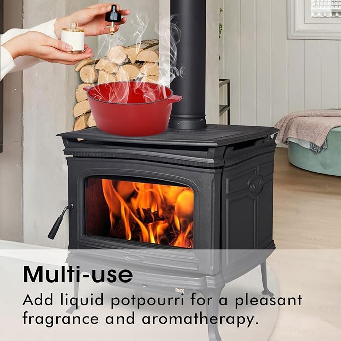 INNO STAGE Wood Stove Steamer, Cast Iron Humidifier for Stove, Home Indoor Decorative, Red Finish, Rust Resistant, Lattice Top, 2.5 Quart Capacity, Patented