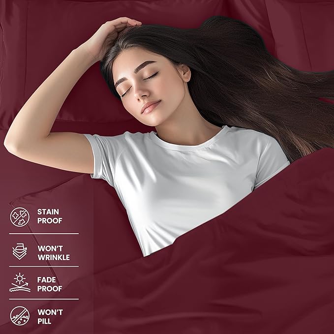 Utopia Bedding California King Sheet Set – 4 Piece Bed Sheets for Cal King Size Bed, Soft and Breathable Microfiber, Includes 1 Fitted Sheet, 1 Flat Sheet and 2 Pillowcases (Burgundy)