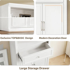 Rresyet Bookcase, 6 Tier White Bookshelf 28