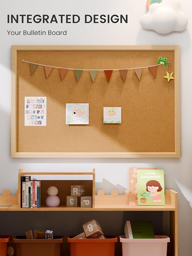 Cork Board Alternative, Felt Bulletin Board 36" x 24" Mustard Yellow Frame with 24 Adhesive Tabs, Pin Board for Home Office, Classroom, Entryway, Kitchen Wall Decor—Sunset Yellow