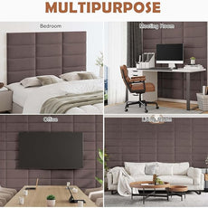 IFNOW Wall Mounted Upholstered Headboard Queen, 3D Peel and Stick Soundproof Panels, Reusable and Removable Padded Leather Bed Headboard, 9 Panels 9.84