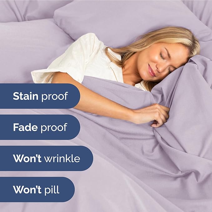 Extra Deep Pocket King Sheets - 4 Piece Breathable & Cooling Bed Sheets - Hotel Luxury Sheet Set - Soft, Wrinkle Free & Comfy - Easily Fits Extra Deep Mattresses - Deep Pocket Light Lavender Sheets