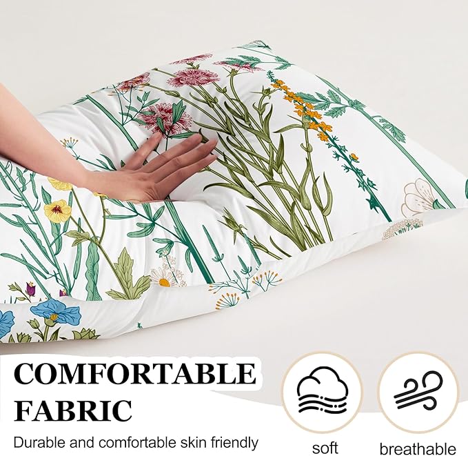 Microfiber Body Pillow Cover with Hidden Zipper,Comfortable Fabric,Floral Print Pattern Body Pillow Case,Lightweight and Breathable,The Size is 20 "X 54"(Flower-02)