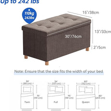 BRIAN & DANY 30 Inches Folding Storage Ottoman Bench, Ottoman with Storage Bench for Bedroom, Living Room, Entryway, Foot Rest with Legs, Brown
