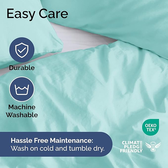 Duvet Cover Queen Size Set - Extra Soft Queen Size Duvet Cover 90 x 90 with 2 Pillow Shams - Hotel Luxury Easy Care and Fade Free w/Zipper Closures & Ties - Comfy Breathable Bedding Set (Spa Blue)