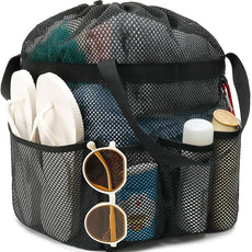 Mesh Shower Caddy Portable with Drawstring, Dorm Room Essentials for College Girls Guys, 8-Pocket Extra Large Shower Bag Basket Tote for Camping Beach Gym Travel Toiletry Bathroom