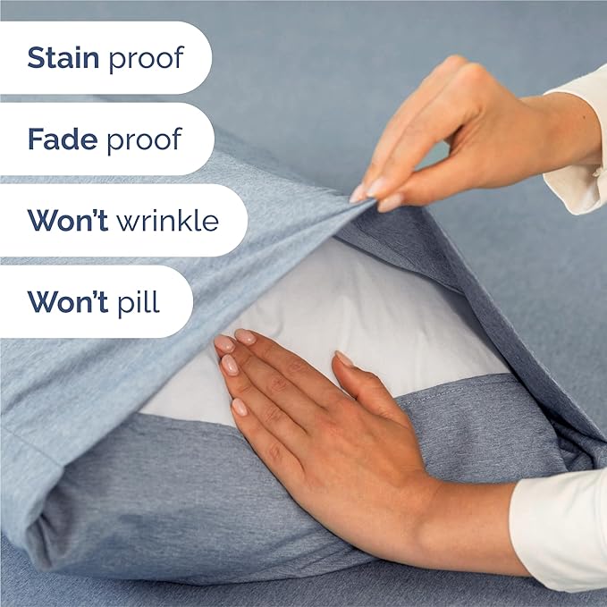 Split King 7 Piece Sheet Set - Cooling & Breathable Bed Sheets - Hotel Luxury Bed Sheets for Women, Men, Kids & Teens - Deep Pockets - Easy Fit - Soft & Wrinkle Free - Split King Heathered Blue Sheets
