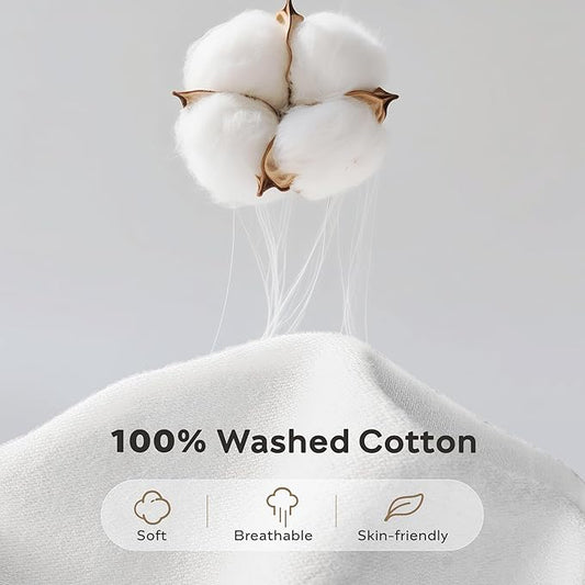 JELLYMONI Pillowcase Body Cotton 1pc Button Cream White Pillow Case 20×54in 100% Washed Cotton Soft Breathable Pillow Covers(Pillows are not Included)