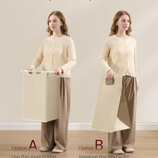 VASAGLE Laundry Hamper, Laundry Basket Sorter with 3 Pull-Out and Removable Bags, Shelf, Metal Frame, 3 x 10.6 Gallons (40 L), 36.4 x 13 x 28.4 Inches, Cappuccino Beige and Natural Beige UBLH301LH01