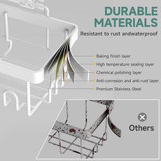 Veken 6-Pack Rustproof&Waterproof Shower Caddy, Adhesive Shelves Rack with Soap Holder, Large Bathroom & Washroom Organizer, No Drilling Wall-Mounted Kitchen&Home Decor,Ideal for Bathtub Storage,White