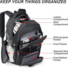 Gym Backpack For Men Women, 45L Expandable Travel Backpack with Shoe Compartment, Water Resistant Workout Sports Bag with USB Port Fit 17 Inch Laptop, Ideal for Gym, Sports, Camping, Hiking