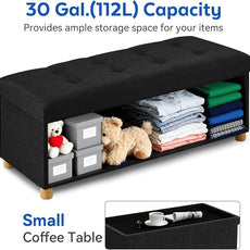 BRIAN & DANY 43 Inches Folding Storage Ottoman Bench, Ottoman with Storage Bench for Bedroom, Living Room, Entryway, Foot Rest with Legs, Black