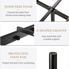 SHA CERLIN 14'' Full Size Metal Platform Bed Frame/Victorian Headboard and Footboard/Steel Slats Mattress Foundation for Storage/No Box Spring Needed/Noise Free/Black