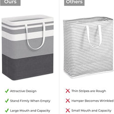 HomeHacks 2-Pack Large Laundry Basket, Waterproof, Freestanding Laundry Hamper, Collapsible Tall Clothes Hamper with Extended Handles for Clothes in The Dorm and Family Gradient Grey, 125L