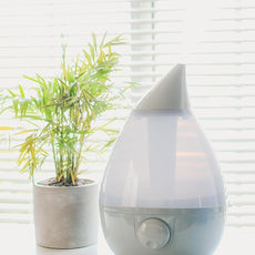 Crane Ultrasonic Teardrop Cool Mist Humidifier, Large 1 Gal Tank, Automatic Shut-Off, Baby Humidifiers for Nursery and Bedroom, Grey
