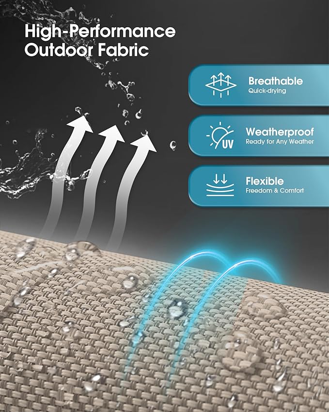 Ciokea Aluminum Outdoor Lounge Chair Set of 4- No Assembly Needed, Foldable Patio Chaise Lounge with 5 Adjustable Positions, Reinforced Frame for Extra Durability, Pool Beach Lounge Chair,Khaki