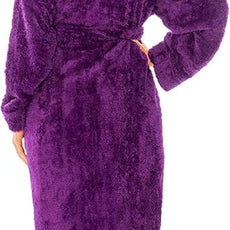 PAVILIA Women Hooded Plush Soft Robe | Fluffy Warm Fleece Sherpa Shaggy Bathrobe