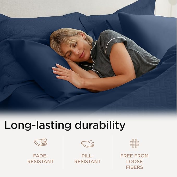 Threadmill 100% Cotton Sheets for Twin Size Bed - 600 Thread Count Twin Bed Sheets Set with 15” Deep Pocket - Sateen Weave 3-Piece Bedding Set with Cooling Effect, Folkstone Blue