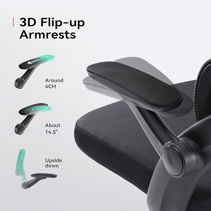 SIHOO Ergonomic Office Chair, Adjustable Lumbar Support, 110-130° Tilt, 3D Armrests, Rolling Computer Desk Chair with Headrest Black