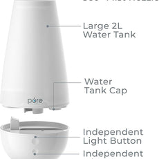 Pure Enrichment PureSpa XL 3-in-1 Cool Mist Humidifier, Essential Oil Diffuser & Mood Light - 2L Tank Provides Powerful Mist Coverage up to 350 sq ft in Bedroom, Office & Large Rooms