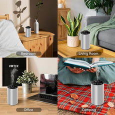 Waterless Essential Oil Diffuser Battery Operated Cordless Aromatherapy Diffuser with Timing & 3 Mist Levels car Diffuser，Silver Aluminum Alloy