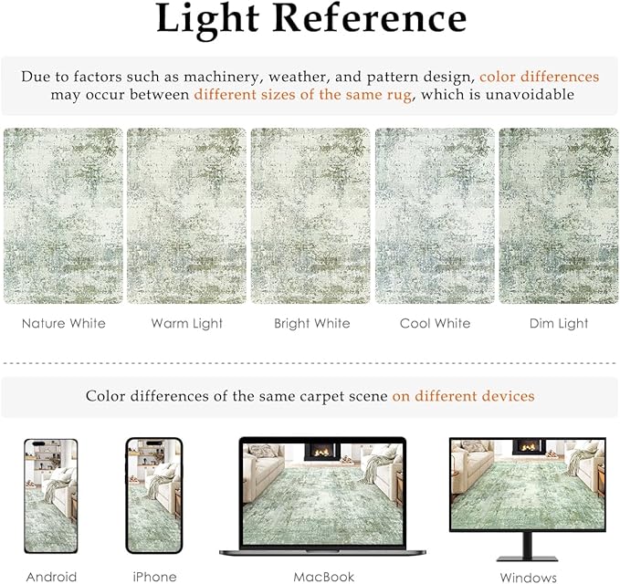 6x9 Washable Area Rug Sage Green Abstract Living Room Bedroom Carpet Neutral Modern Non-Slip Soft Low Pile Lightweight Vacuumable Throw Rug for Dining Room Kitchen