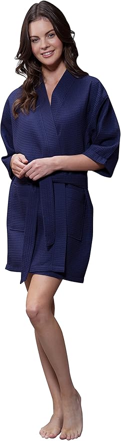 Turquaz Lightweight Short Robes For Women Waffle Kimono Bathrobe - Soft, Fast-Drying, Long-Lasting Cotton Blend