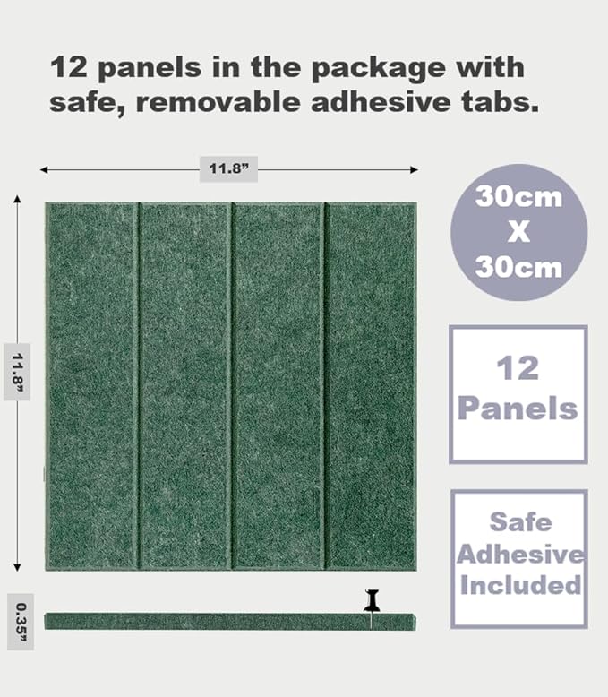 Felt Bulletin Board Tiles | Modern Cork Board Alternative | Large Cork Boards for Walls | Aesthetic Felt Wall Panels for Office & Home Decor | Pinboard & Photo Board (12-Pack) | Tree