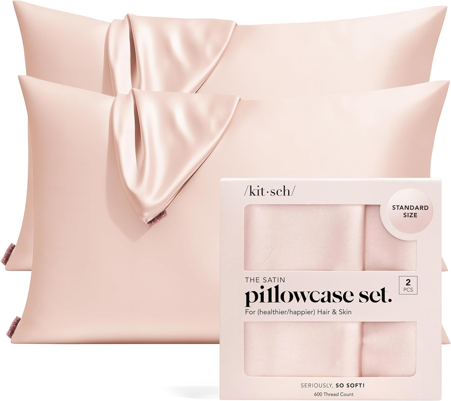 Kitsch Satin Pillowcase with Zipper for Hair & Skin - Softer Than Silk Pillow Cases, Smooth Cooling Satin Pillow Case, Wrinkle-Free, Machine Washable, Pillow Cases Standard Size 19x26 - Lavender Dormly