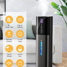 Humidifiers for Bedroom, 8L Quiet Humidifiers for Large Room with Timer, 360°Nozzle, 3 Speed Ultrasonic Cool Mist Humidifier with Humidistat for Baby, Customize humidity for Home Adults Plants
