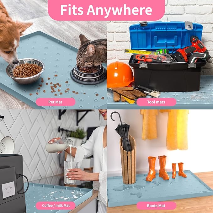 Sdpeia Under Sink Mat 22"×14" Waterproof Silicone Cabinet Liner & Sink Protector for Kitchen & Bathroom, Multi-Purpose Organizers Tray for Pets, Laundry, Cat Litter Mat