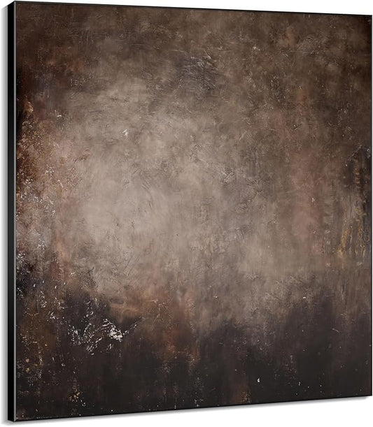 60"x60" XL Framed Wall Art - Industrial Dark Brown and Black Grunge (Frame Assembly Required)