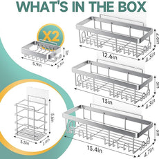 Veken Shower Caddy 6-Pack, Family Choice Award Winner, Large Wall Mounted Shower Rack, Bathroom Shelves Over Toilet, Organizer Storage Accessories with Soap Dish&Toothbrush Holder