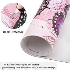 QIYI Large Mouse Pad, PU Leather Desk Blotter Protector, Waterproof Computer Desk Mat, Butterflies Keyboard Mouse Pads, Non Slip Base Home & Office Accessories, Extended Large Size 31.5