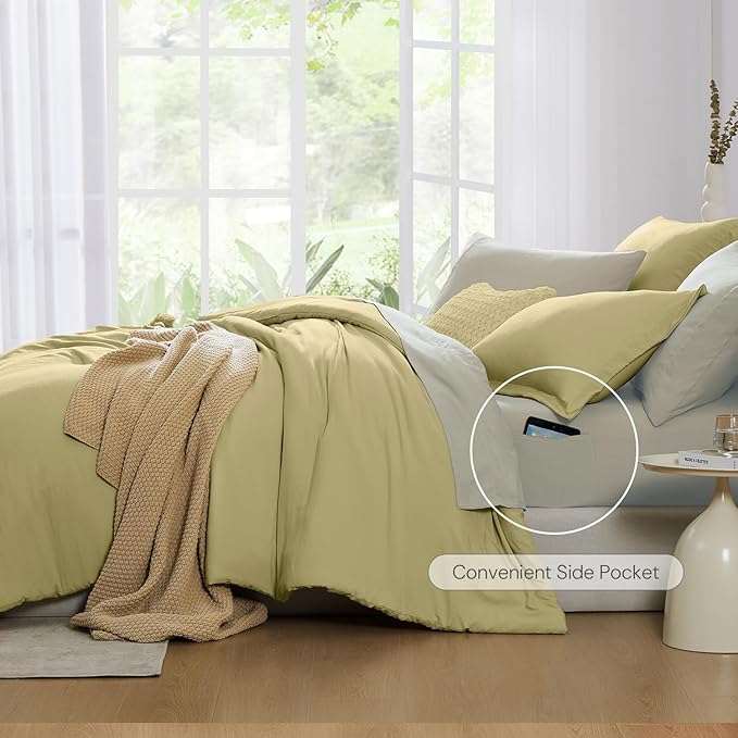WRENSONGE Full Size Comforter Set- 7 Pieces Hemp Bed in a Bag Full Size Comforter with Fitted Sheet, Flat Sheet, 2 Pillow Shams, 2 Pillowcases, Warm Bedding Sets for All Season