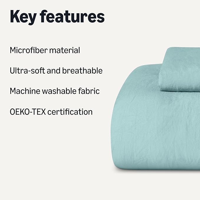 Amazon Basics Brushed Microfiber Comforter Set, Extra Soft with Natural Texture, 2-Piece, Twin/Twin XL, Blue